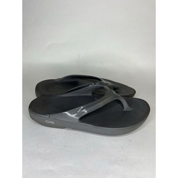 Oofos Sandals Flip Flops Women Size 9 Gray Rubber Comfort - Picture 7 of 14